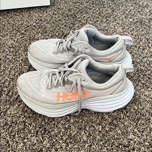 Hoka Women's Athletic Shoes in Gray and Orange